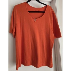 NWT Birch Hill‎ Women's T-Shirt XL Short Sleeve Orange Cotton Elevated Basic